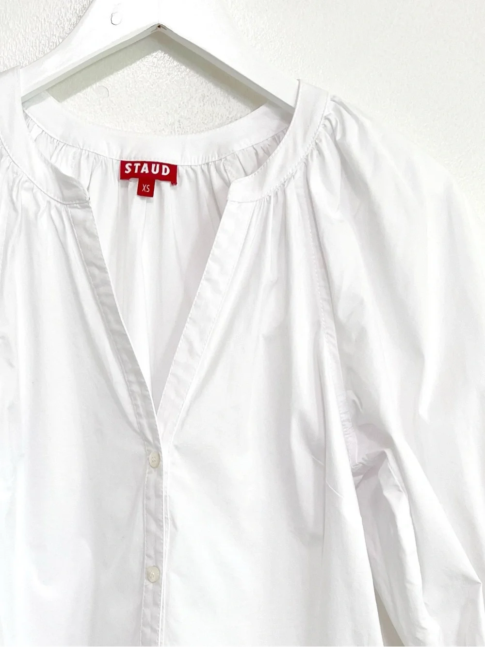 BOGO! Staud Dill Blouse Stretch Cotton Poplin Button Front White Size XS